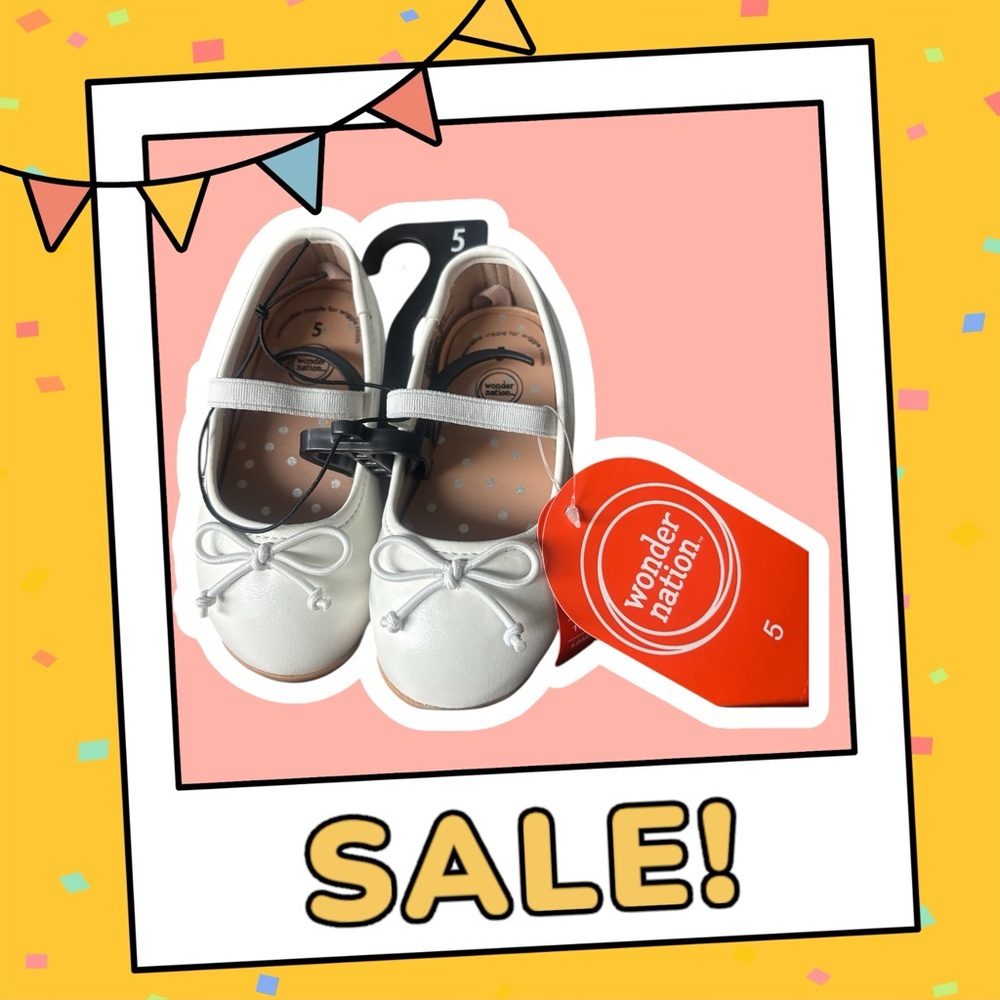 Wonder Nation Silver Bow Kids Dress Shoes. Size 5. NWT in box.
